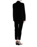 Cosmic-Print Tie-Neck Blouse, Chalk/Black