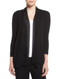 Chiffon-Trim 3/4-Sleeve Cardigan, Plus Size  