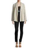 Oversized Cotton Jacket W/Stripes, Natural 