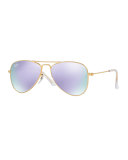 Iridescent Aviator Sunglasses, Gold/Lilac