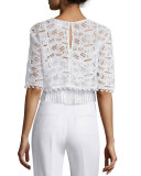 Freddy Half-Sleeve Lace Top, Summer White