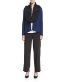 Zip-Front Boxy Cardigan, Blue Bonnet  
