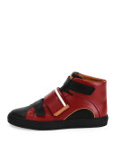 Herick Leather Low-Top Sneaker, Red/Black