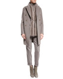 Jari Mid-Rise Ankle Pants, Gray/Brown Melange
