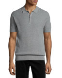 Short-Sleeve Knit Polo Shirt, Gray