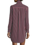 Slim Signature Striped Silk Shirtdress