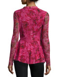Long-Sleeve Rose-Print Cardigan 