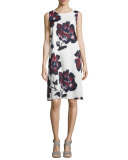 Palmer Sleeveless Brava Blooms-Print Dress, Cloud/Multi