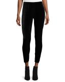 Stretch Velvet Ankle Leggings, Black 