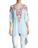 Cleopatra Embroidered Asymmetric Tunic, Plus Size  
