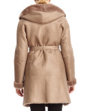 Reversible Hooded Shearling Parka Coat