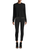 Valentina Cropped Ribbed Cashmere Sweater, Black