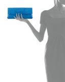 Gotham Crocodile Flap Clutch Bag, Denim Matte