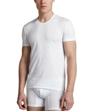 Crewneck Stretch-Cotton Tee, White