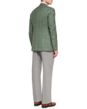 Plaid Jacket with Contrast Deco, Green/Lavender