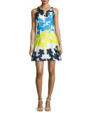 Floral-Print Fit-&-Flare Dress, Multi Colors