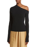 Kelsey Asymmetric Jersey Top, Black