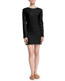 Long-Sleeve Stretch-Wool Mini Dress