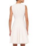 Sleeveless Fit-&-Flare Dress, Off White