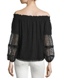 Vita Off-The-Shoulder Lace Top, Black