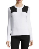 Gaia Two-Tone Ribbed Pullover, White