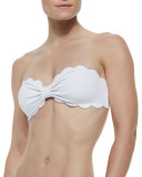 Antibes Scalloped Bandeau Swim Top, White