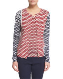 Button-Front Honeycomb Colorblock Cardigan, Multi Colors