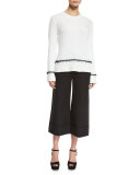 Wide-Cuff Cotton-Blend Culottes, Black