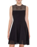 Sleeveless Lace-Trim Fit-&-Flare Dress, Black