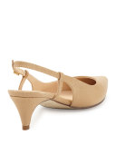 Juliana Kitten-Heel Slingback Pump, Sandstone