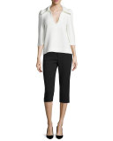 Mid-Rise Slim Cropped Pants, Black