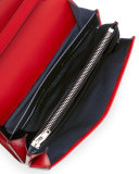 Prisma Leather Double Biker Clutch Bag, Red