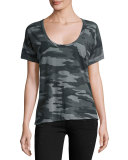 The Slouchy Scoop-Neck Tee, Black Camouflage