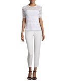Diondora Half-Sleeve Lace Blouse, Optic White