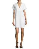 V-Neck Short-Sleeve Popover Shift Dress