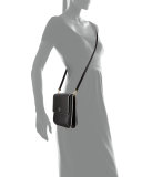 Berkeley Leather Messenger Bag, Black/White