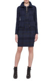 Eda Fitted Plaid Wool Jacket, Blue Jay