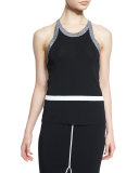 Lucine Stretch Racerback Tank, Black/White