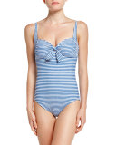 Riviera Striped One-Piece Swimsuit, French Blue Marble