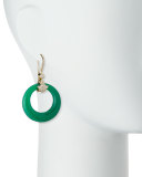 Karine 18K Pavé Diamond & Green Chalcedony Hoop Earrings