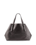 A-Shape Large Woven Tote Bag, Pewter