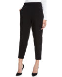 Fleece Slouchy Ankle Pants, Black, Petite