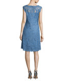 Ca-Sleeve Floral Lace Dress, Bluestone