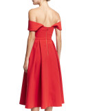 Ayelette Cutout Double-Crepe Dress, Red