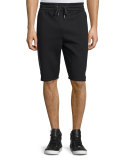 Drawstring Track Shorts, Black