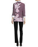 Floral & Striped 3/4-Sleeve Jacket 