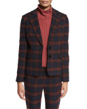 Plaid Two-Button Blazer, Red/Midnight