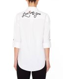 Brita Loving You Embroidered Boyfriend Shirt