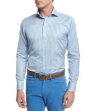 Lagoon Stripe Sport Shirt, Lotus Blossom