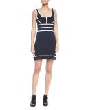 Sleeveless Two-Tone Della Dress, Midnight